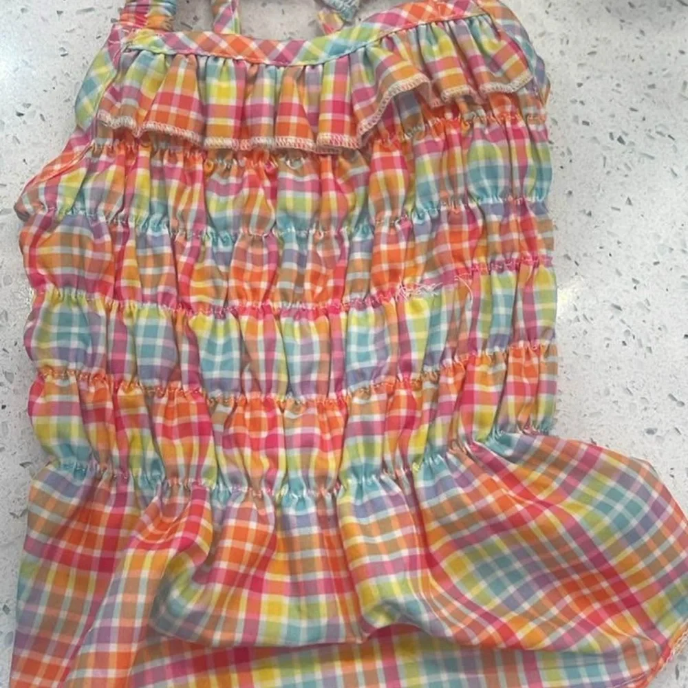 Colorful Plaid Ruffle Dress - Picture 1 of 1
